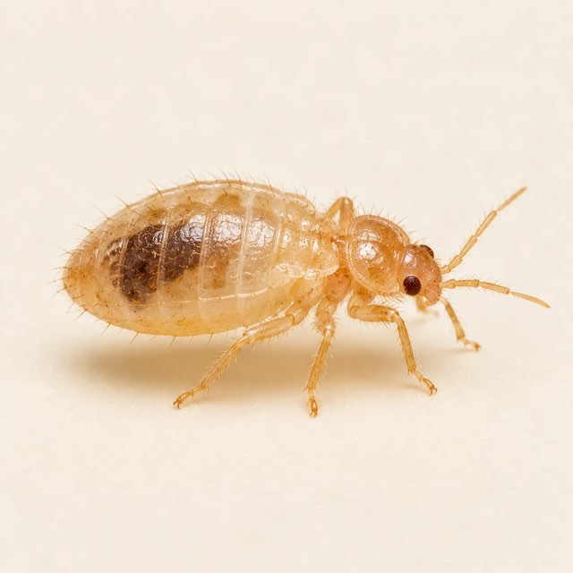 Jeune punaise de lit translucide à brun clair